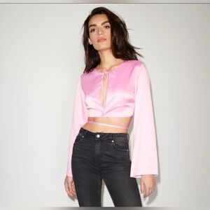 2 For 35 - New Dynamite - Open Front Satin Bloouse/Red Shein Top - M